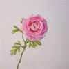Декоративные цветы латекс -симуляция Real Touch Dew Lotus ветвь искусственный цветущий розовый розовый лютик Peony Comporting Mall украшение зеленое растение