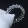 Vecalon Women Wedding Połączenia Pierścień 925 Srebrna Princess Cut 4 mm Diamond CZ Pierścionki zaręczynowe dla kobiet biżuteria na palce 220R