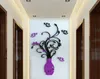 البلورة أكريليك 3D زهرة مزهرية ملصقات الجدار مرآة الزجاج خلفية الفن