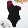 Ensemble de maillot de bain à une épaule rétro à une pièce pour femmes