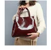 Sacs à bandouliers Femmes sacs à main régler un sac de grande capacité portefeuille Femelle Crocodile Black Red Patent Cuir