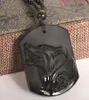Colliers pendants Vintage Obsidian loup pour hommes femmes