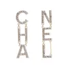 Fashionabla Rhintone CZ -uttalande örhängen 925 Sier Needle Capital Alphabet Letter Drop Earrings1018315