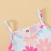 Roupas Conjuntos de roupas Summer Camisole Top Girls Flor Print Suspenders Two To Children 2 a 8 calça fofa