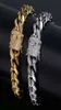 18K Echte Gold Plated Plated Diamond Buckles Miami Cubaanse ketting 8 inch Men Hip Hop Bracelet4784717