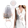 Party Favor Wedding Decoration Bridal Shower Veil Team Bride To Be Satin Sash Headband Bachelorette Girl Hen