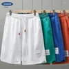 Pantaloni da uomo pantaloncini sportivi a maglia americana per estate alla moda elastico sottile elastico gamba dritta sciolta di fitness medio casual split