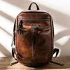 Backpack Retro Genuine Leather Men's First Layer Cowhide Laptop Bag Large Capacity School Bags Travel 2024 Trend
