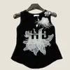 Women Summer New Side Strap 3D Flower Knitted Tank Top New Heavy Industry Hot Diamond 3D Camellia Knitted Tank Top