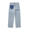 Dames mode jeans stevige kleur losse broek gradiënt casual streetwear pant gebroken gaten versierd 240510