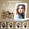 Compact Mirrors Portable vanity light foldable makeup mirror illuminated touch screen with LED USB charging design Q240509