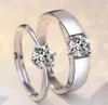J152 S925 Sterling Silver Couple Rings with Diamond Fashion Simple Zircon Pair Ring Jewelry Valentine039s Day Gift3721683