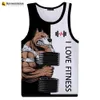 Tops pour hommes Tiger Love 3D Tops Tops Unisexe HARAJUKU STRTWEAR T-shirt T-shirt Cartoon Animal Letter Tops Ts Slveless Vest T240508