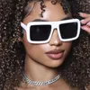 Солнцезащитные очки негабаритные оттенки женщины белые квадратные солнцезащитные бокалы для мужчин винтажный бренд плоский топ Большой рам