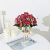 Decoratieve bloemen 1 boeket 5 hoofden kunstmatige pioenthee roze herfst zijden nep voor doe -het -zelf woonkamer thuis tuin bruiloft decoratie