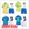 2024 kids football kits Brazil soccer Jerseys L.PAQUETA NEYMAR VINI JR. P.COUTINHO RICHARLISON G.JESUS T.SILVA BRUNO G. PELE CASEMIRO National team Football Jersey Kit
