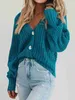 Kobiety Swatery w dużych rozmiarach Otwarcie przedniego przedniego guziki z długim rękawem Chunky dzianin Kardigan Sweter Fashion Top