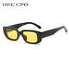 Sunglasses OEC CPO Small Square Sunglasses for Women Plastic Frame Orange Gradient Sunglasses for Women Trent Brand Designer Eyeglasses UV400 J240508