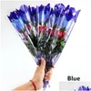 Decorative Flowers & Wreaths Valentines Day Party Supplies Led Colorf Rose Flower Luminous Flashing Wand Stick Decoration Bouquet Chri Dh73X