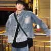 Mens denim veste pad tampon stapy stand collier d'eau lavage vestes cowboys manches longues pochettes simples tops 240428