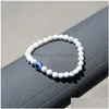 Bracelet à l'œil pure perle du bracelet naturel Brangle Brangle Hamsa Blue Hand de Fatima turc chanceux pour la protection et la bénédiction W Dhgarden Dhfvo