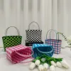 Plastic Handmade Diy Bag Woven Bag Vegetable Basket Gift Children's Bag Small Square Bag Woven Basket Bag Handbag