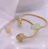 Fashion Real 18K Gold Plated Resin GreenPink Crystal Shell Cuff Bracelet Cuff Bangle Letter Chian Brand gift6124874
