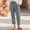 Women's Pants Women Cotton Linen Casual Outfit Comfortable Loose Elastic Waist Beach Jogger Lounge Vintage Woman Clothes