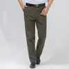 Pantalones para hombres algodón verano pantalón delgado otoño grueso clásico sólido sólido pantalón de cintura alta pantalones de la oficina de la oficina