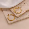 Hoop Ohrringe Edelstahl Bambus Design für Frauen Gold Farbe Hochzeit ästhetischer Ohrring Trend 2024 Schmuckzubehör Mujer