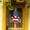 Fleurs décoratives couronne patriotique bleu blanc rouge pour le porche avant accessoire intérieur extérieur 4 juillet Jour de l'indépendance artificielle