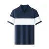 Men's Polos Minglu Contrast Color Knitted Summer Polo Shirts Luxury Short Sleeve Seagull Collar Business Casual Male T-shirts Man Tees