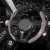 Steering Wheel Covers Car Steering Wheel Cover Diamond Protector Set Breathable Anti-Slip Car Accessories Universal Bling For Girls Women T240509