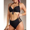 Swimwear 2024 Couleur continue de couleur haute taille creux sac dur bikini maillot de bain en acier bikini de printemps chaud