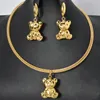 Colliers de pendentif ours mignons Ensemble de bijoux de boucles d'oreilles pour filles Dubaï 18K Gold plaqué africain Drop oreille collier bijoux Gift 240510