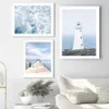 ers Blue Sky Lighthouse Ocean Sailing Shell Wall Art Noordse posters Canvas schilderen en afdrukken Wandfoto's voor woonkamer Decor J240505