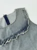 カジュアルドレスデザインデニムドレス洗浄ブルーファッション女性フェアリー春夏に破裂したワンピースフロック服のストリートウェアヒップホップ