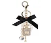 2021 Ny imitation Pearl Perfym Bottle Keychain Car Ring Holder Bag Charm Pendant Accessories Bow Key Chain Fashion Keyring6248315