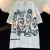 T-shirt féminin Strtwear Fun Comics Graffiti Surdimension T-shirt Mens Hip Hop Loose Short Slve Y2k Top Japan HARAJUKU COUPLES KAWAII SUMME Y240509