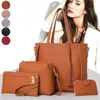 Abendbeutel 4pcs/Set Fashion Women Messenger Reißverzerrte Quasten Leder Solid Farbe Handtasche Ladies Girls Geldbeutel B88