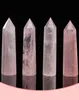 Naturalny różowy kryształowy wieżę sztuki Mineral czakra leczenie Wandsreiki Energy Stone Sixsided Quroze Point Magic Wand Rough Polished6094457