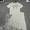 Bow Two -Piece Dress Sets For Women Knits Suits Letter Borduurde T -shirt Crop Tops Rokset