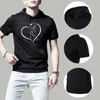 Camisetas masculinas Mens algodão Mistura de qualidade camisetas de qualidade Love Cat Pattern Tops personalizados de pescoço redondo Casual Summer Moda Cool Tee Shirtsl2405