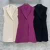 Düz renkli kadın tank blazer elbise rahat moda kolsuz takım elbise yaz moda ince fit singlet elbise