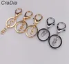 100 stcs Set 30 mm 12Designs Key Chains sleutelringen rond Golden Silver Color Lobster Clasp Keychain T2008048510076