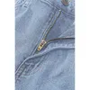 Dames jeans dames broek 2024 mode casual bleekmiddel wasknop geperforeerde hoorn vintage denim flare