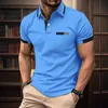 Polos Summer Mens Plain Award Colted Scased Casual High Quality Business Office Shirging Clothing Q240509