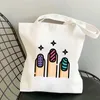 Sacos de compras feminino feminina lona bolsa de sacola compras de unha impressão bolsas casuais ombro grande dobrável para senhora