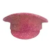 Berets Halloween Christmas Girls Captain Hat Pink Sequins Military for Performances Wholesale