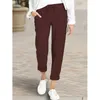 Pantaloni da donna Capris Capris High Waist Womens Abbigliamento in pizzo in pizzo pantaloni larghi nuovi pantaloni harem in lino di cotone di cotone pantaloni coreani di moda mutingl2405